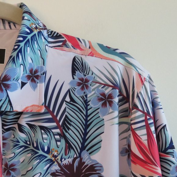 WAGGLE Tropic Breeze Hawaiian Stretch Golf Polo Shirt - Size L - Picture 7 of 14